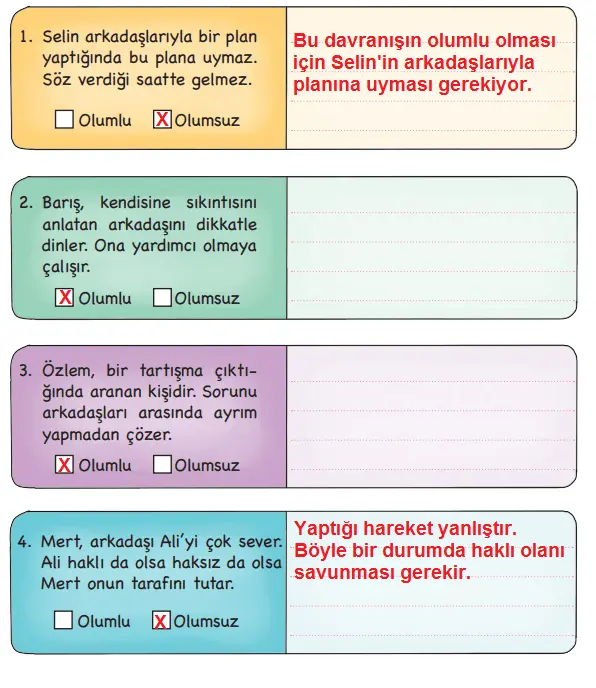 3. Sınıf Hayat Bilgisi Ders Kitabı Sayfa 26-28-29 Cevapları MEB Yayınları