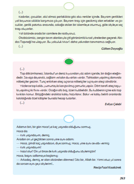6. Sınıf Türkçe Ders Kitabı Sayfa 263 Cevapları Ekoyay Yayınları