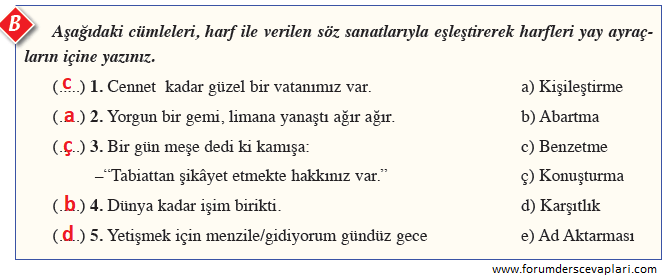 8. Sınıf Türkçe Ders Kitabı Sayfa 45 Cevapları Ferman Yayıncılık