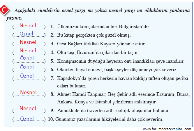 8. Sınıf Türkçe Ders Kitabı Sayfa 45 Cevapları