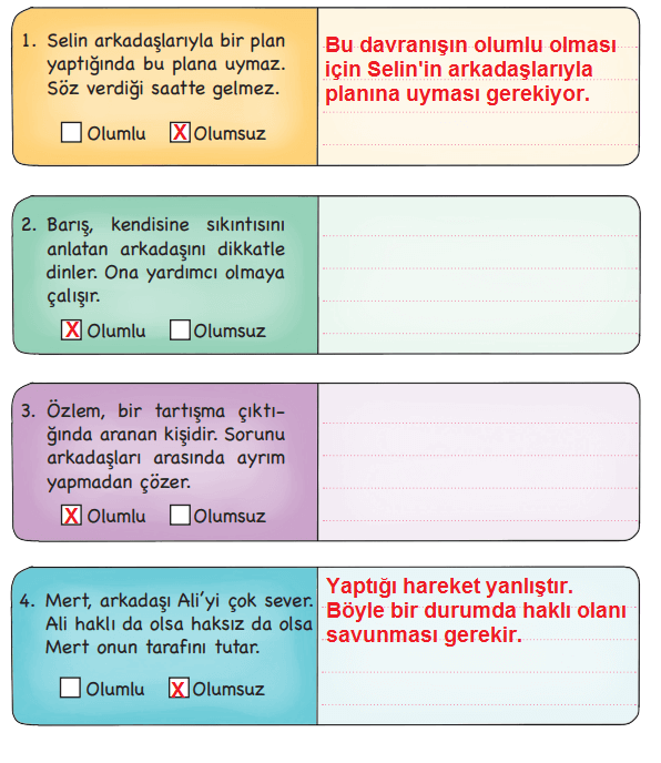 3. Sınıf Hayat Bilgisi Ders Kitabı Sayfa 26-28-29 Cevapları MEB Yayınları