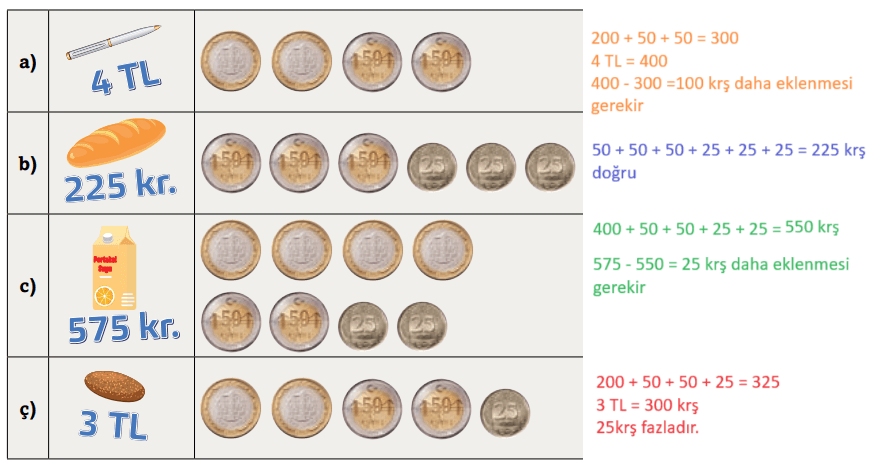 3. Sınıf Matematik Ders Kitabı Sayfa 181. Cevapları Ekoyay Yayınları