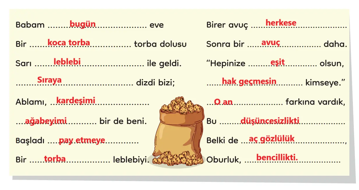 3. Sınıf Türkçe Ders Kitabı Sayfa 106-107-108-109-110 Cevapları MEB Yayınları