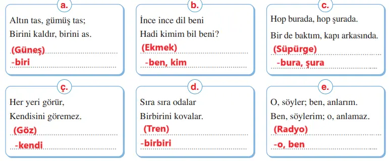 6. Sınıf Türkçe Ders Kitabı Sayfa 172 Cevapları Yıldırım Yayınları