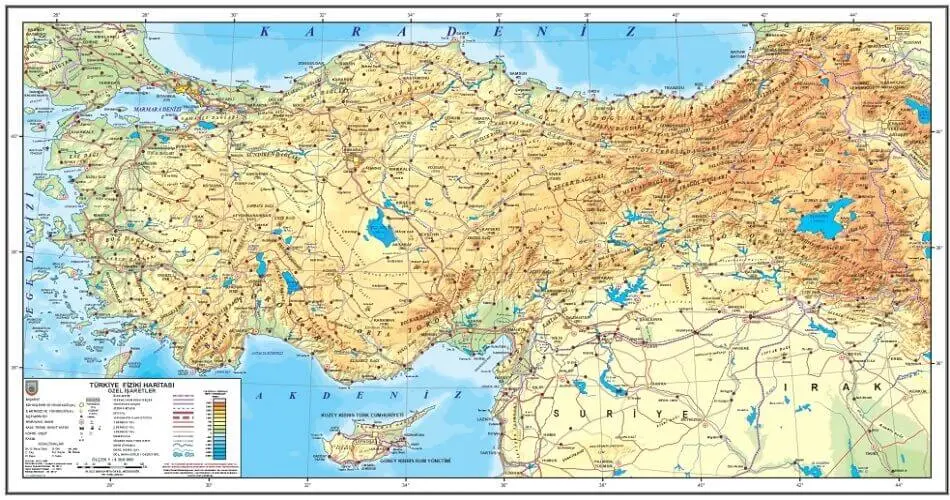 Türkiye fiziki haritası