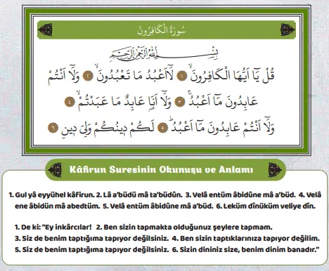 kafirun suresi okunuşu ve anlamı