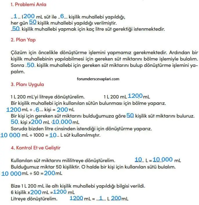 4. Sınıf Matematik Ders Kitabı Sayfa 286-288-289-290 Cevapları MEB Yayınları
