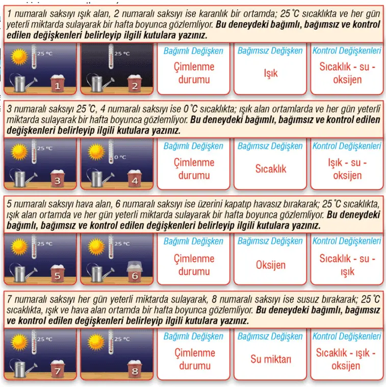 7. Sınıf Fen Bilimleri Ders Kitabı Sayfa 186-189-192-193 Cevapları MEB Yayınları