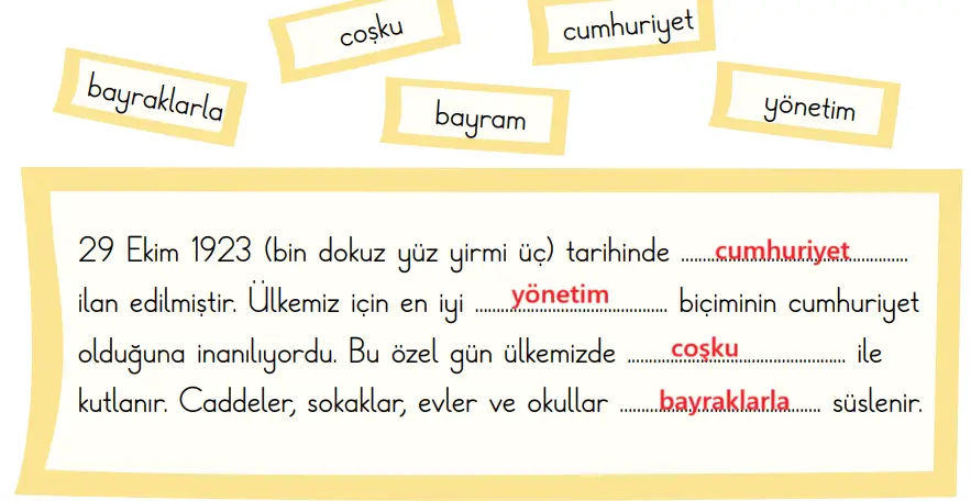 2. Sınıf Türkçe Ders Kitabı Sayfa 63 Cevapları Birinci Kitap