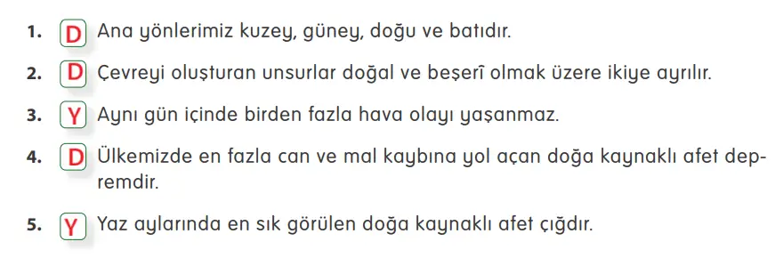 4. Sınıf Sosyal Bilgiler Ders Kitabı Sayfa 92-93. Cevapları MEB Yayınları