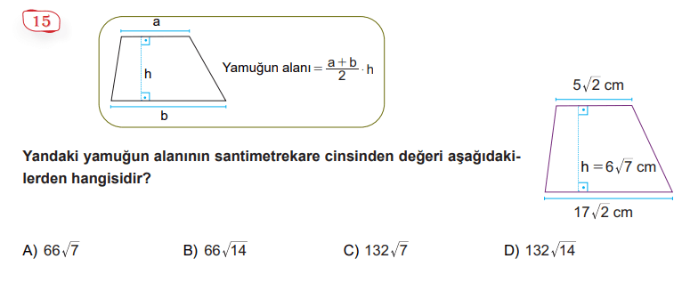 8. Sınıf Matematik Ders Kitabı Sayfa 105-106-107-108-109. Cevapları MEB Yayınları 16 15. soru