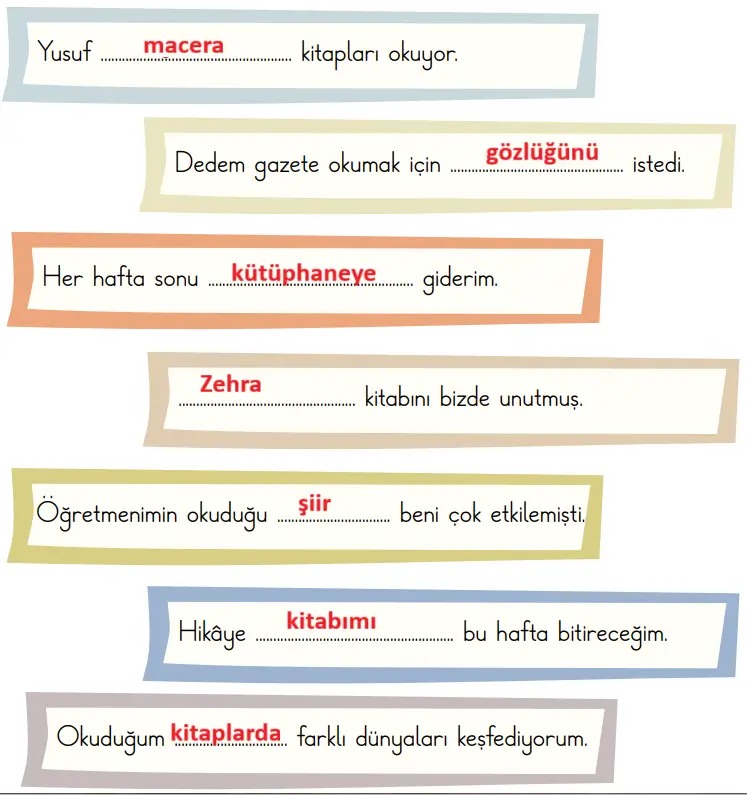 2. Sınıf Türkçe Ders Kitabı Sayfa 162 Cevapları Birinci Kitap