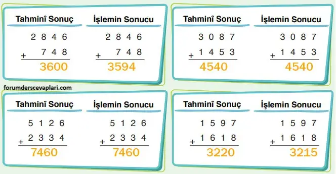 4. Sınıf Matematik Ders Kitabı Sayfa 53 Cevapları Fersa Yayıncılık