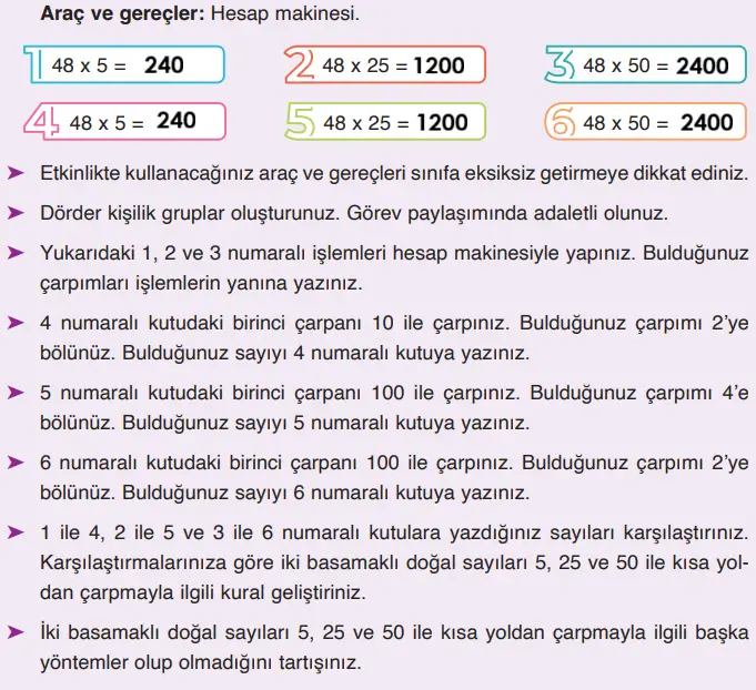 4. Sınıf Matematik Ders Kitabı Sayfa 84-86-88. Cevapları Fersa Yayınları