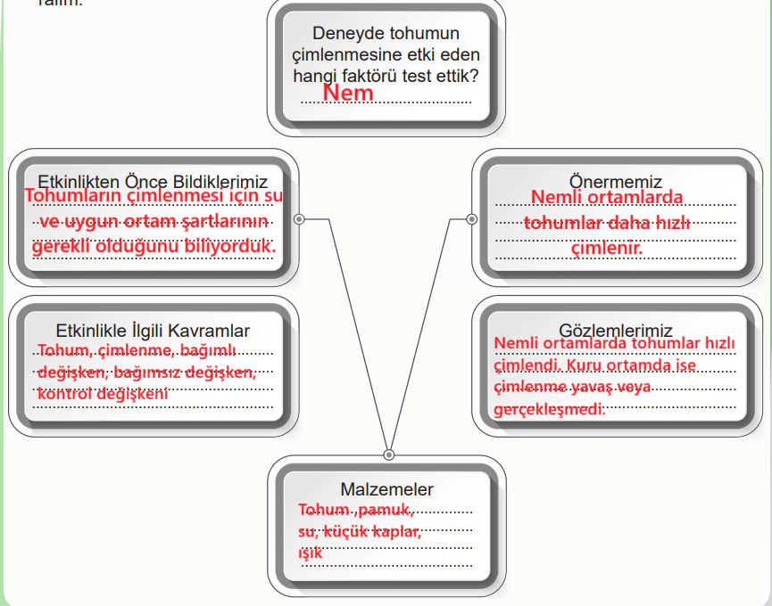 6. Sınıf Fen Bilimleri Ders Kitabı Sayfa 94-95-96. Cevapları 1. Kitap