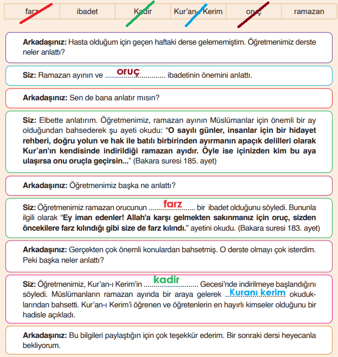6. Sınıf Din Kültürü Ders Kitabı Sayfa 47. Cevapları