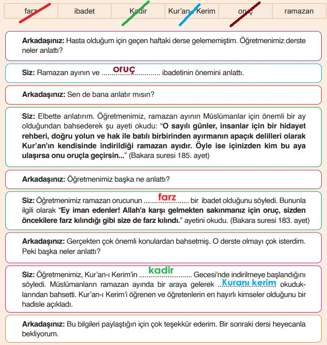 6. Sınıf Din Kültürü Ders Kitabı Sayfa 47. Cevapları