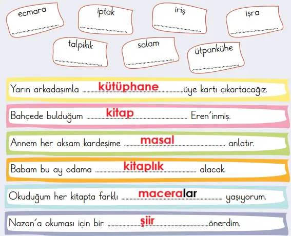 2. Sınıf Türkçe Ders Kitabı Sayfa 170-171-172-173-174-175-176-177. Cevapları 1. Kitap