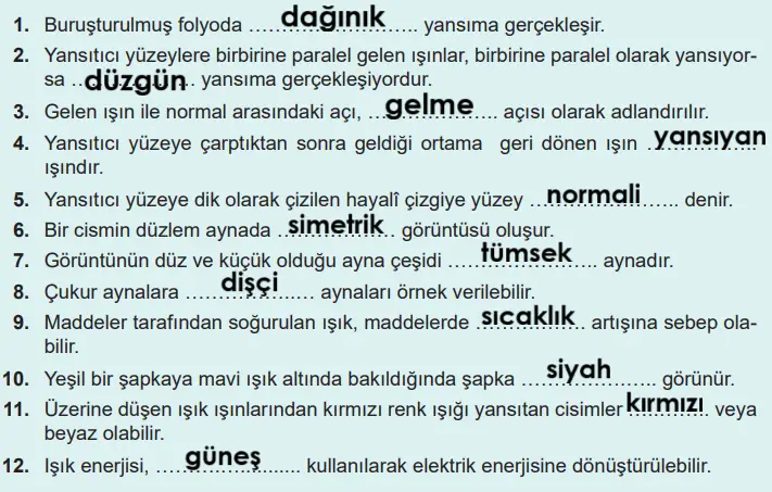 6. Sınıf Fen Bilimleri Ders Kitabı Sayfa 179-180-181. Cevapları 1. Kitap