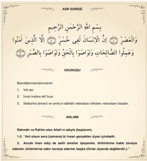 Asr Suresi, Okunuşu ve Anlamı