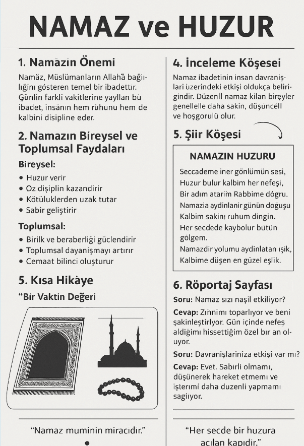 5. Sınıf Din Kültürü Ders Kitabı Sayfa 87. Cevapları MEB Yayınları 2 Dergi Tasarım Önerisi