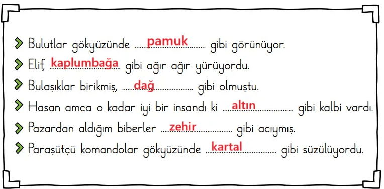 2. Sınıf Türkçe Ders Kitabı Sayfa 12 Cevapları İkinci Kitap