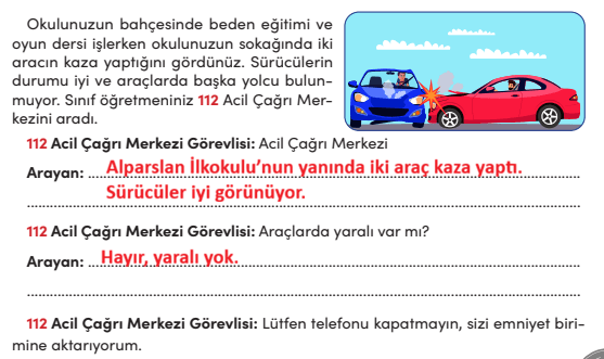 4. Sınıf Trafik Güvenliği Ders Kitabı Sayfa 65. Cevapları