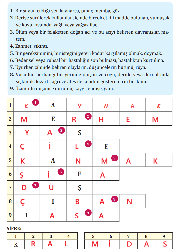 8. Sınıf Türkçe Ders Kitabı Sayfa 179-182-183-184-185. Cevapları MEB Yayınları