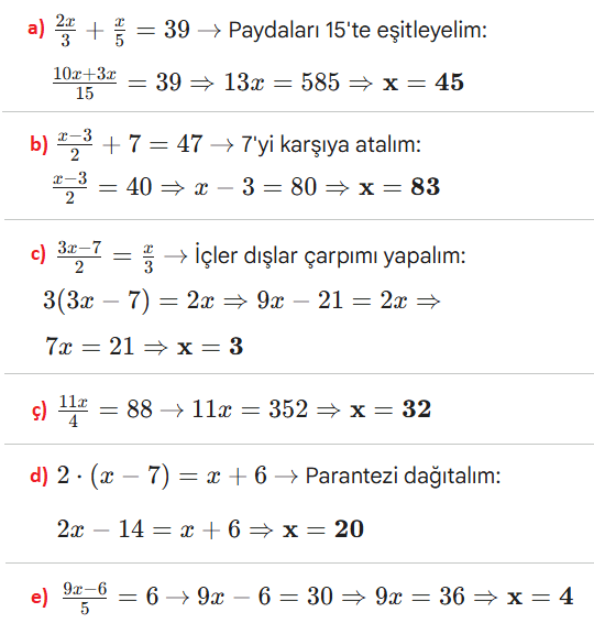 birinci dereceden bilinmeyenli denklemler sayfa 169