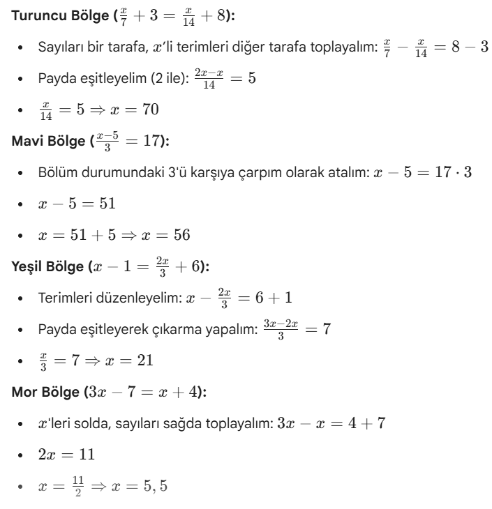 birinci dereceden bir bilinmeyenli denklemler