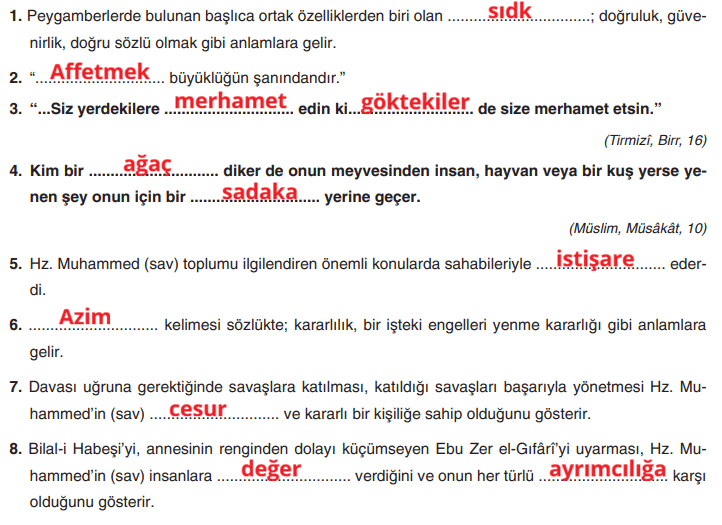 8. Sınıf Din Kültürü Ders Kitabı Sayfa 110 Cevapları 8. Sınıf Din Kültürü Ders Kitabı Sayfa 110 Cevapları