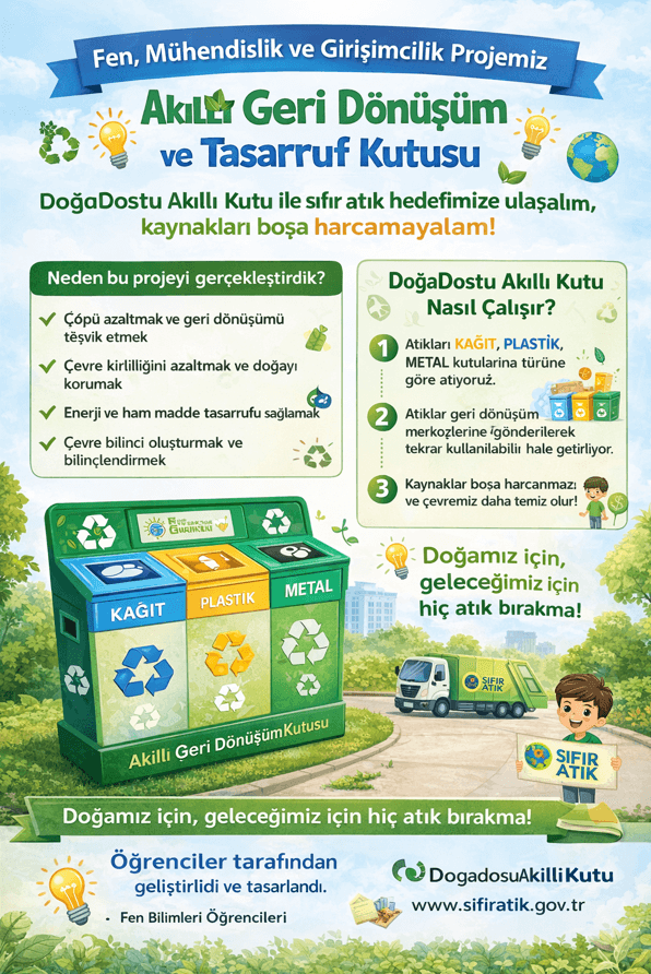 Akıllı Geri Dönüşüm ve Tasarruf Kutusu Afişi
