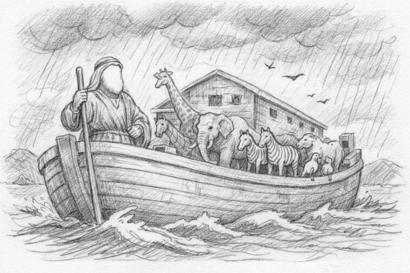 Hz.Nuh Hz.Nuh'un gemisinde fırtına ve hayvanlar