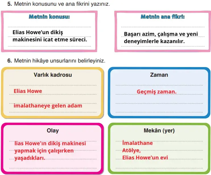 4. Sınıf Türkçe Ders Kitabı Sayfa 258-259-260. Cevapları