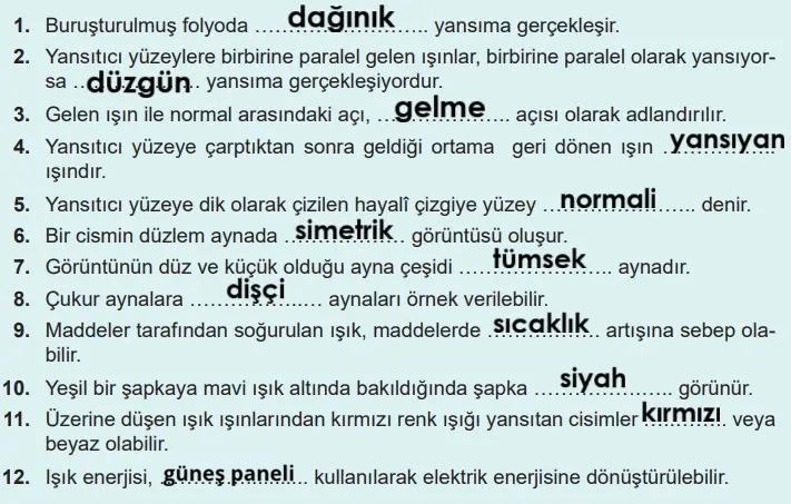 6. Sınıf Fen Bilimleri Ders Kitabı Sayfa 179 Cevapları 6. Sınıf Fen Bilimleri Ders Kitabı Sayfa 179 Cevapları