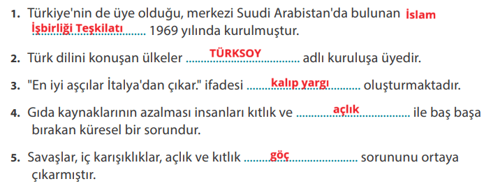 7. Sınıf Sosyal Bilgiler Ders Kitabı Sayfa 278 Cevapları