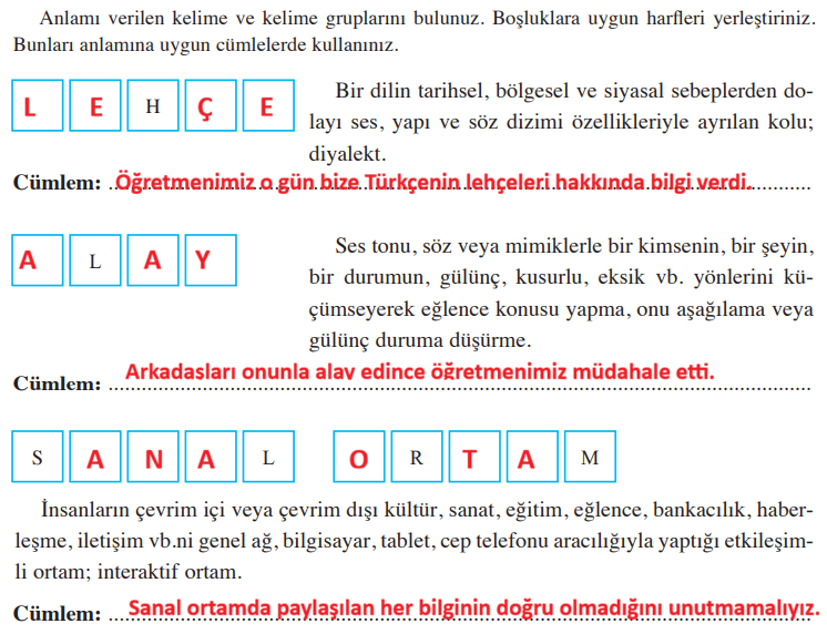8. Sınıf Türkçe Ders Kitabı Sayfa 33 Cevapları 8. Sınıf Türkçe Ders Kitabı Sayfa 33 Cevapları