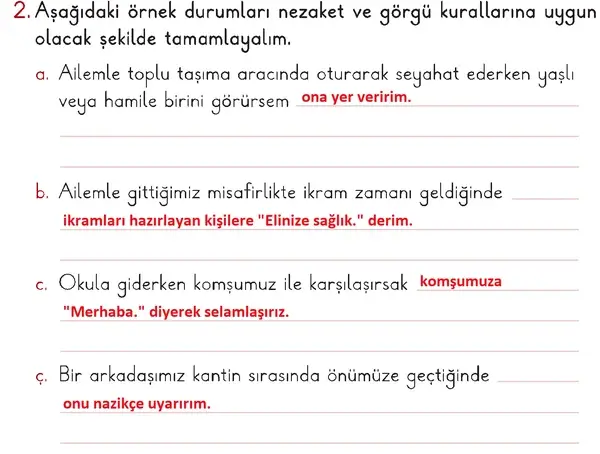 2. Sınıf Hayat Bilgisi Ders Kitabı Sayfa 100 Cevapları 1. Kitap
