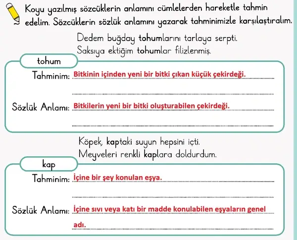 2. Sınıf Türkçe Ders Kitabı Sayfa 21 Cevapları 1. Kitap