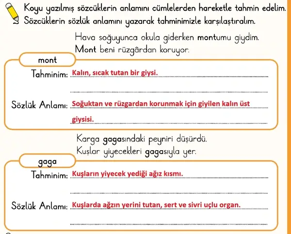 2. Sınıf Türkçe Ders Kitabı Sayfa 44 Cevapları 1. Kitap