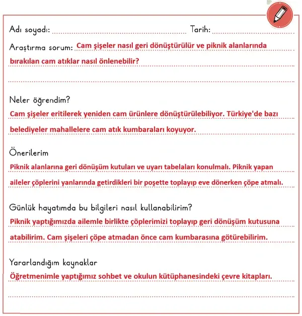 3. Sınıf Fen Bilimleri Ders Kitabı Sayfa 129 Cevapları 1. Kitap