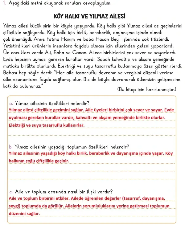 3. Sınıf Hayat Bilgisi Ders Kitabı Sayfa 100-101-102 Cevapları 1. Kitap