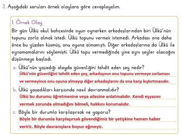 3. Sınıf Hayat Bilgisi Ders Kitabı Sayfa 72 Cevapları 1. Kitap