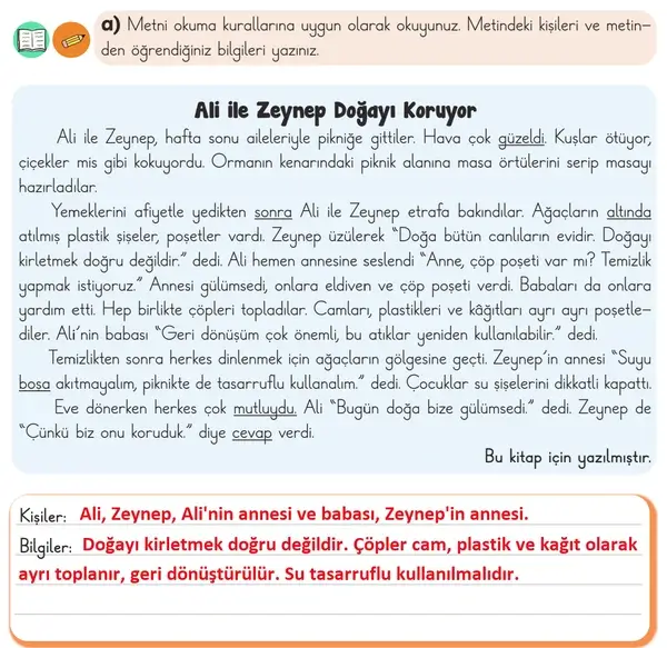 3. Sınıf Türkçe Ders Kitabı Sayfa 16-17 Cevapları 1. Kitap
