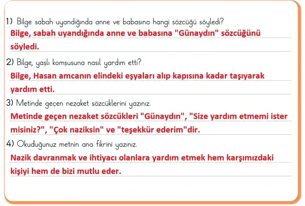 3. Sınıf Türkçe Ders Kitabı Sayfa 54-55 Cevapları 1. Kitap