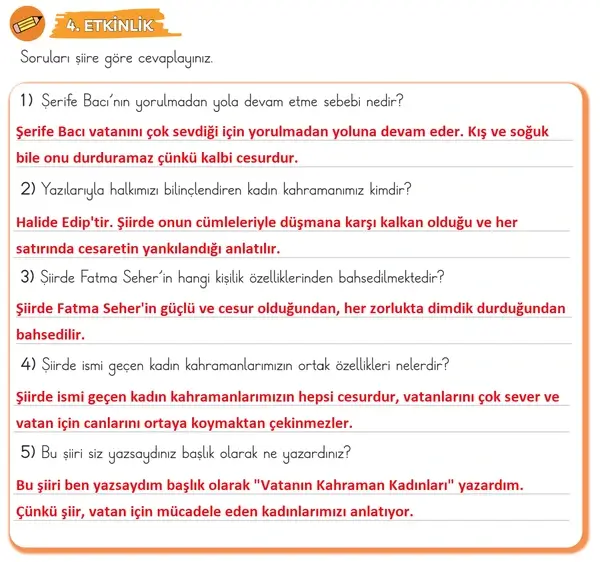 3. Sınıf Türkçe Ders Kitabı Sayfa 75-76-77-78 Cevapları 1. Kitap