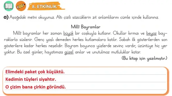 3. Sınıf Türkçe Ders Kitabı Sayfa 85 Cevapları 1. Kitap 3. Sınıf Türkçe Ders Kitabı Sayfa 85 Cevapları 1. Kitap