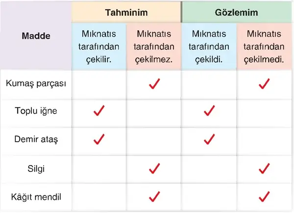 4. Sınıf Fen Bilimleri Ders Kitabı Sayfa 106-107 Cevapları