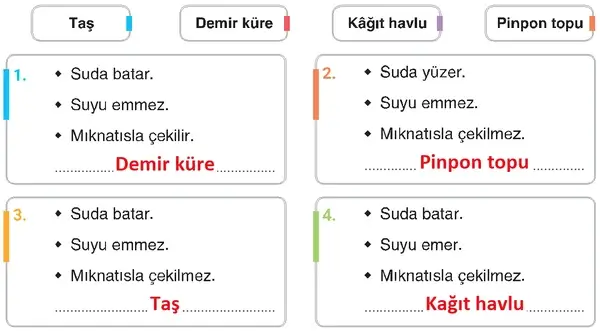 4. Sınıf Fen Bilimleri Ders Kitabı Sayfa 127 Cevapları 4. Sınıf Fen Bilimleri Ders Kitabı Sayfa 127 Cevapları