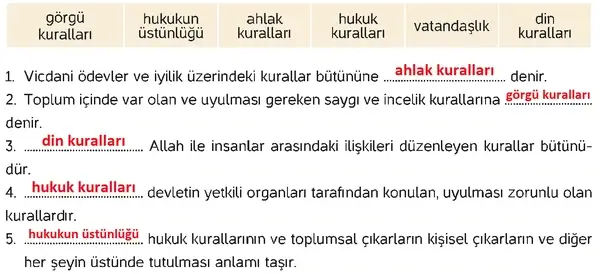 4. Sınıf İnsan Hakları Ders Kitabı Sayfa 82-83-84-85 Cevapları